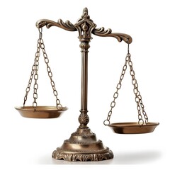 Judicial scales on a white background  generative ai image