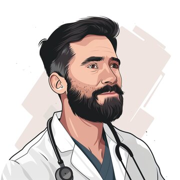 vector image for the website of a man doctor with a beard on a white background