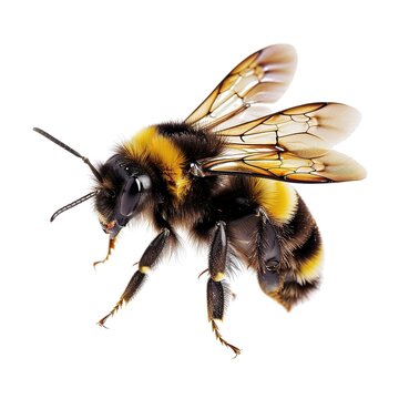 side view of a bee flying, white background ai generated high quality image