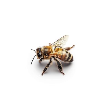 side view of a bee flying, white background ai generated high quality image