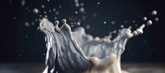 Zelfklevend Fotobehang splash of thick vanilla milk, liquid, sweet, wave 38 © Nindya