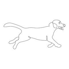 Continuous one line dog drawing out line vector illustration design