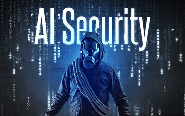 Faceless hacker with inscription
