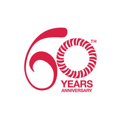 60th anniversary emblem. Sixtieth years anniversary celebration symbol