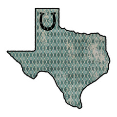 state of texas shape filled with stained and worn playing card back graphic and good luck hold 'em horseshoe - Texas hold 'em  poker concept - 772619911