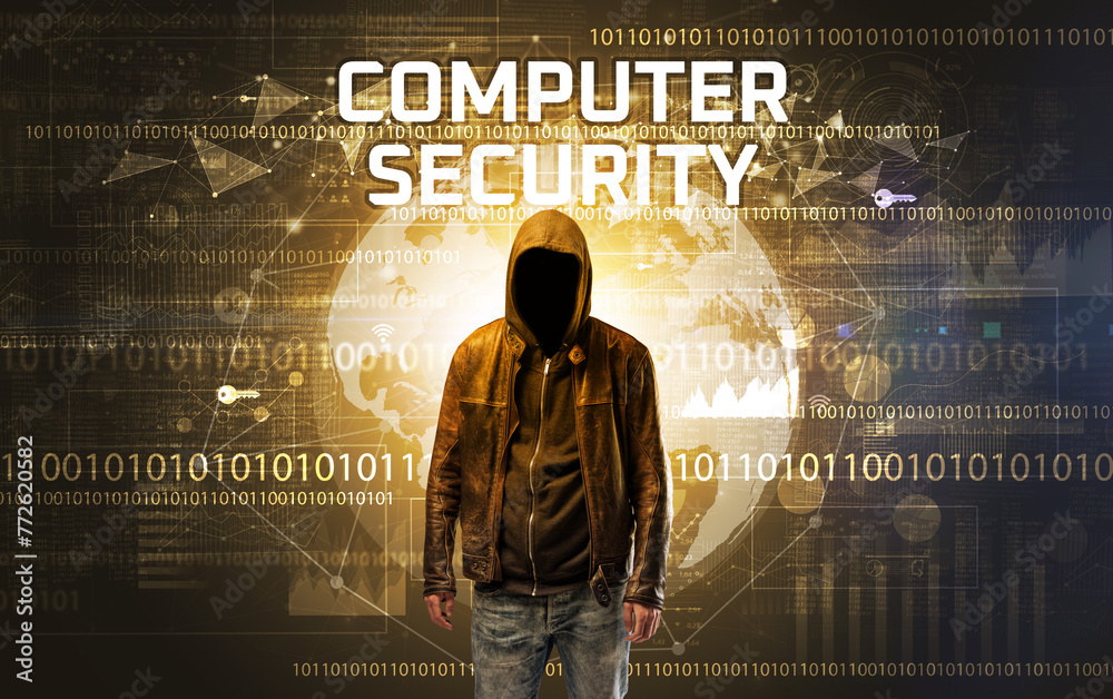 Aufkleber Faceless hacker at work, security concept
