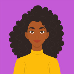 Young woman. Portrait in flat style. Vector illustration