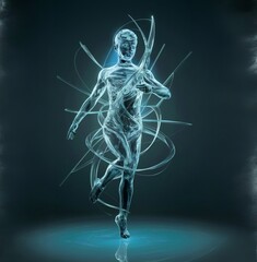 Glass Harmony: Human Dance with Abstract Lines, abstraction, geometry, movement, artistic, art, modern