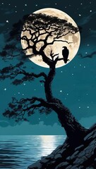 eagle on a branch of tree