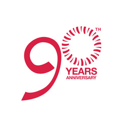 90th anniversary emblem. Ninety years anniversary celebration symbol