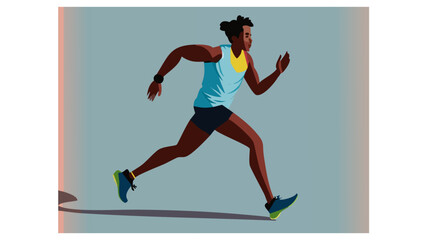People running, doing sport, healthy lifestyle, vector illustration
