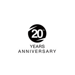 20th anniversary emblem. Twenty years anniversary celebration symbol