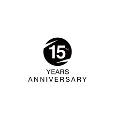 15th anniversary emblem. Fifteen years anniversary celebration symbol
