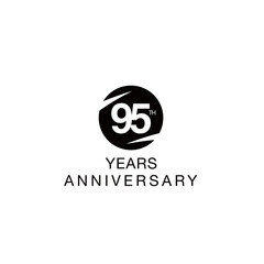 95th anniversary emblem. Ninety five years anniversary celebration symbol