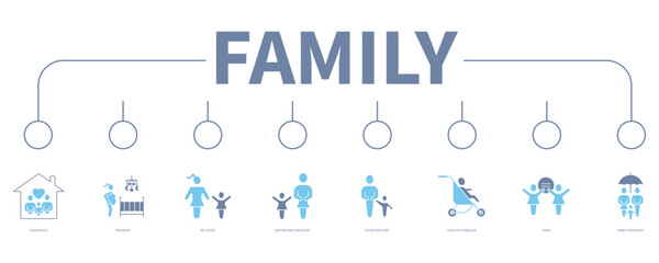 Family banner web icon vector illustration concept