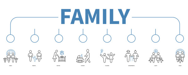 Family banner web icon vector illustration concept - obrazy, fototapety, plakaty