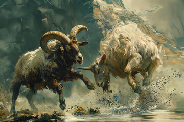 Goat Attacking a Ram