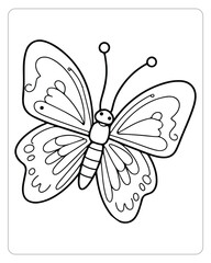 Cute Butterfly Vector, Butterfly coloring Page, Butterfly black and white