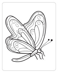 Obraz premium Cute Butterfly Vector, Butterfly coloring Page, Butterfly black and white