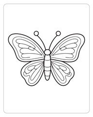 Cute Butterfly Vector, Butterfly coloring Page, Butterfly black and white