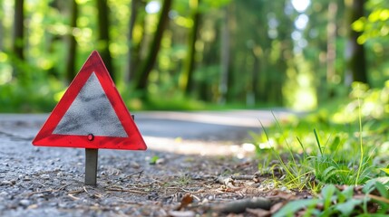 Caution Sign on Country Road