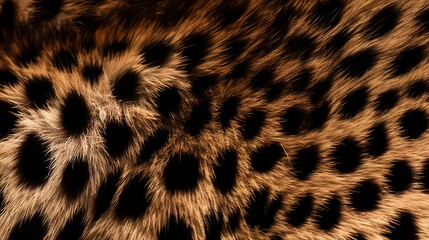With its distinct pattern, the skin of cheetahs is adorned with multiple small solid black spots that are evenly dispersed over a golden or fulvous surface.