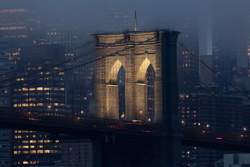Brooklyn Bridge illuminated at night