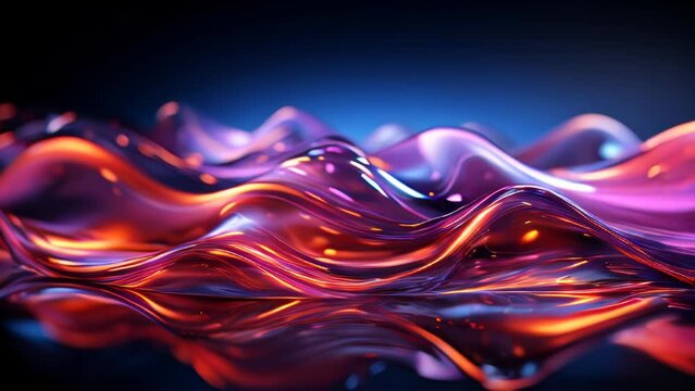 Abstract glowing waves from magical blue purple multicolored energy fluid background