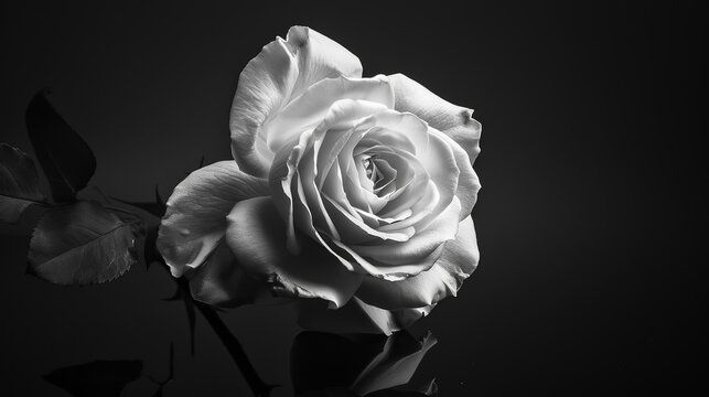 a black and white photo of a flower on a black background with a white rose in the middle of the petals generative ai image