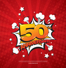 50th anniversary emblem. Fifty years anniversary celebration symbol