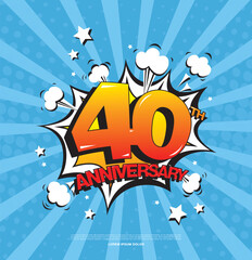 Fototapeta premium 40th anniversary emblem. Forty years anniversary celebration symbol