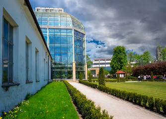 Contemporary Glasshouse Located in the Krakow Botanical Garden, Poland