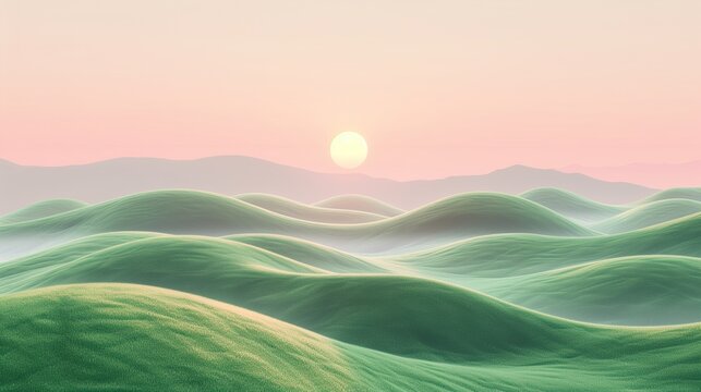Sunset over Rolling Hills: Serene Landscape Wallpaper