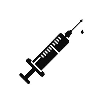 black syringe with drop of liquid clip art preview