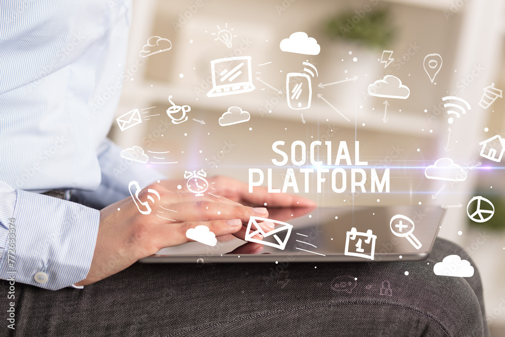 Poster close-up of a person using social networking