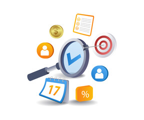 Search for the best business strategy flat isometric 3d illustration