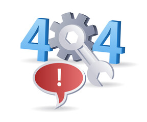 Repair internet error code 404, flat isometric 3d illustration