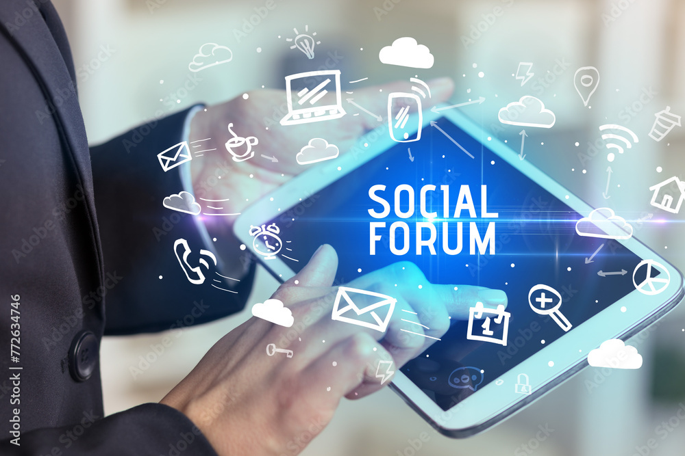 Poster close-up of a person using social networking