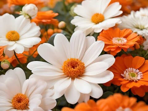 white and orange flowers ,bloom flower ,daisy flower , daisy bloom