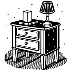 bedside table silhouette vector art illustration