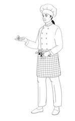 standing smiling chef restaurant female African American characters in uniform