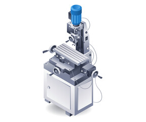 Manual drilling machine, flat isometric 3d illustration
