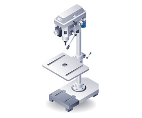 Manual drilling machine, flat isometric 3d illustration