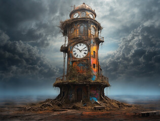 old clock tower - Powered by Adobe