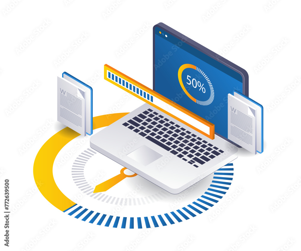 Fototapete loading laptop process updates application data