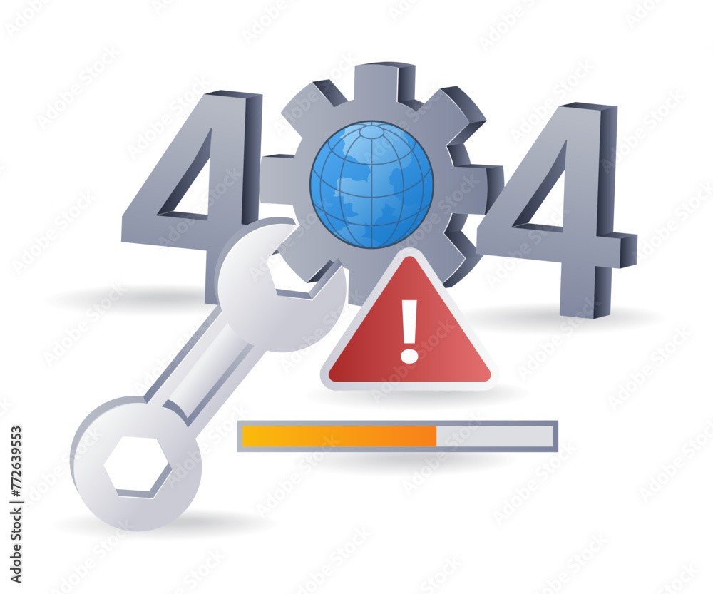 Leinwandbilder internet warning error code 404, flat isometric 3d illustration
