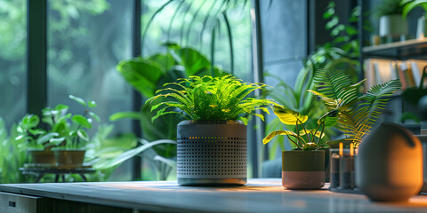 plant in a pot, Tropical plants in dark room, Plants in pots on the windowsill Gardening concept,...