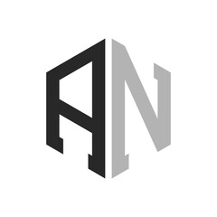Modern Unique Hexagon Letter AN Logo Design Template. Elegant initial AN Letter Logo Concept