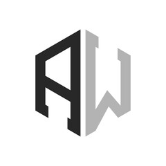 Modern Unique Hexagon Letter AW Logo Design Template. Elegant initial AW Letter Logo Concept