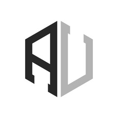 Modern Unique Hexagon Letter AU Logo Design Template. Elegant initial AU Letter Logo Concept